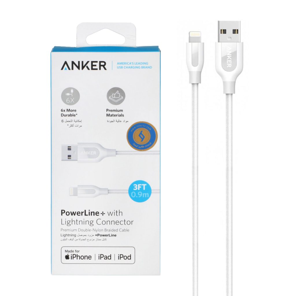 کابل شارژ کنفی آیفون ANKER مدل A8121 - سفید - GRM - گارانتی یکماهه مگابایت