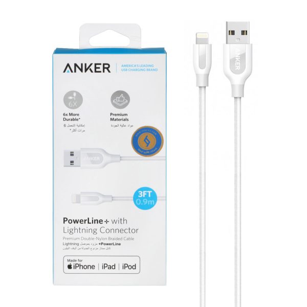 کابل شارژ کنفی آیفون ANKER مدل A8121 - سفید - GRM - گارانتی یکماهه مگابایت