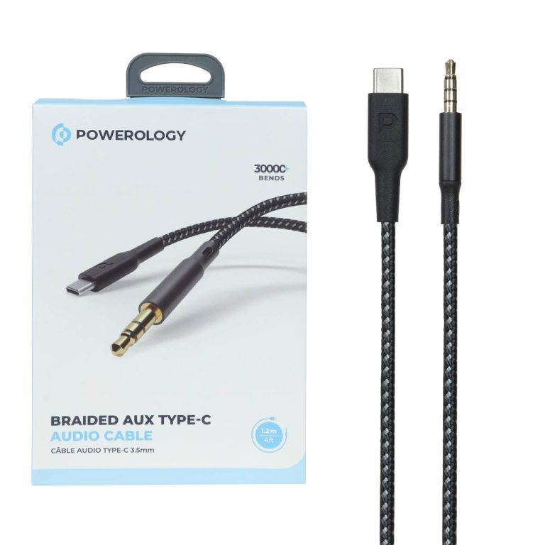 کابل تبدیل Powerology AUX TO Type-C مدل PCAX12BK - مشکی (گارانتی 24 ماهه مگابایت)