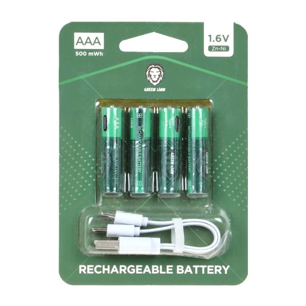 باتری نیم قلم قابل شارژ Green Lion-AAA با ظرفیت 500mah (بسته 4 عددی)