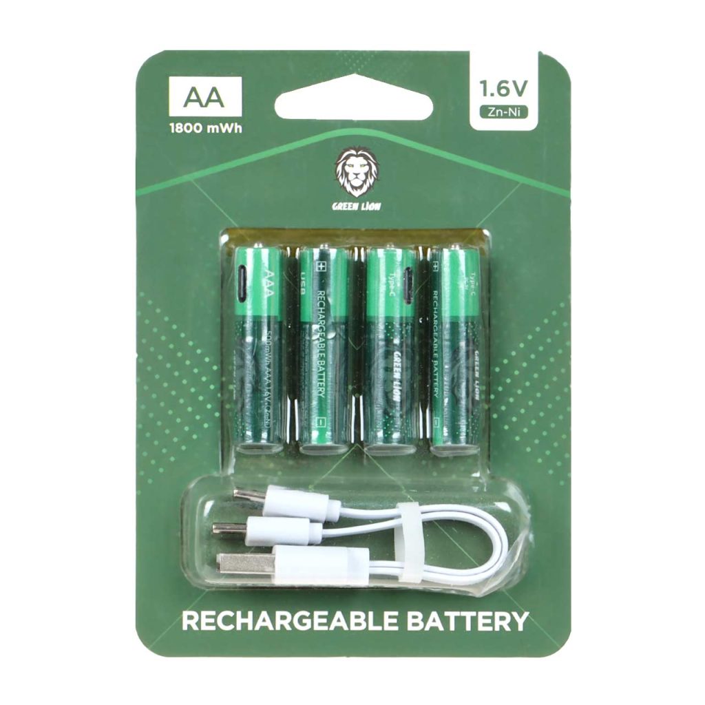 باتری قلم قابل شارژ Green Lion-AA با ظرفیت 1800mah (بسته 4 عددی)