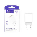 شارژر دیواری 12W دو پورت DENMEN مدل DC05 - سفید (گارانتی یکساله مگابایت)