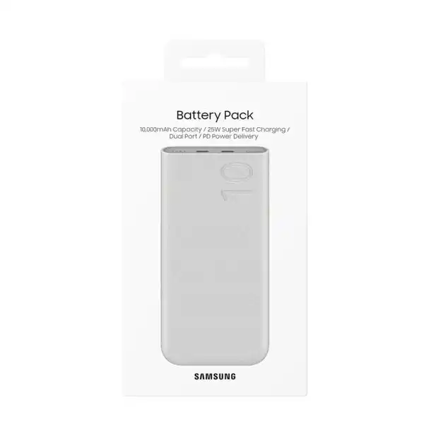 پاوربانک (PD و فست شارژ) Samsung 25W 10000mAh مدل EB-P3400 - سفید - اصلی (گارانتی 18 ماهه شرکتی)