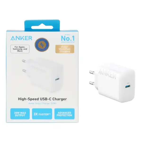 شارژر دیواری فست تک پورت ANKER مدل A2347 با توان 20W و تکنولوژی IQ3 - سفید (گارانتی 18ماهه حافظه طلایی ایستا)