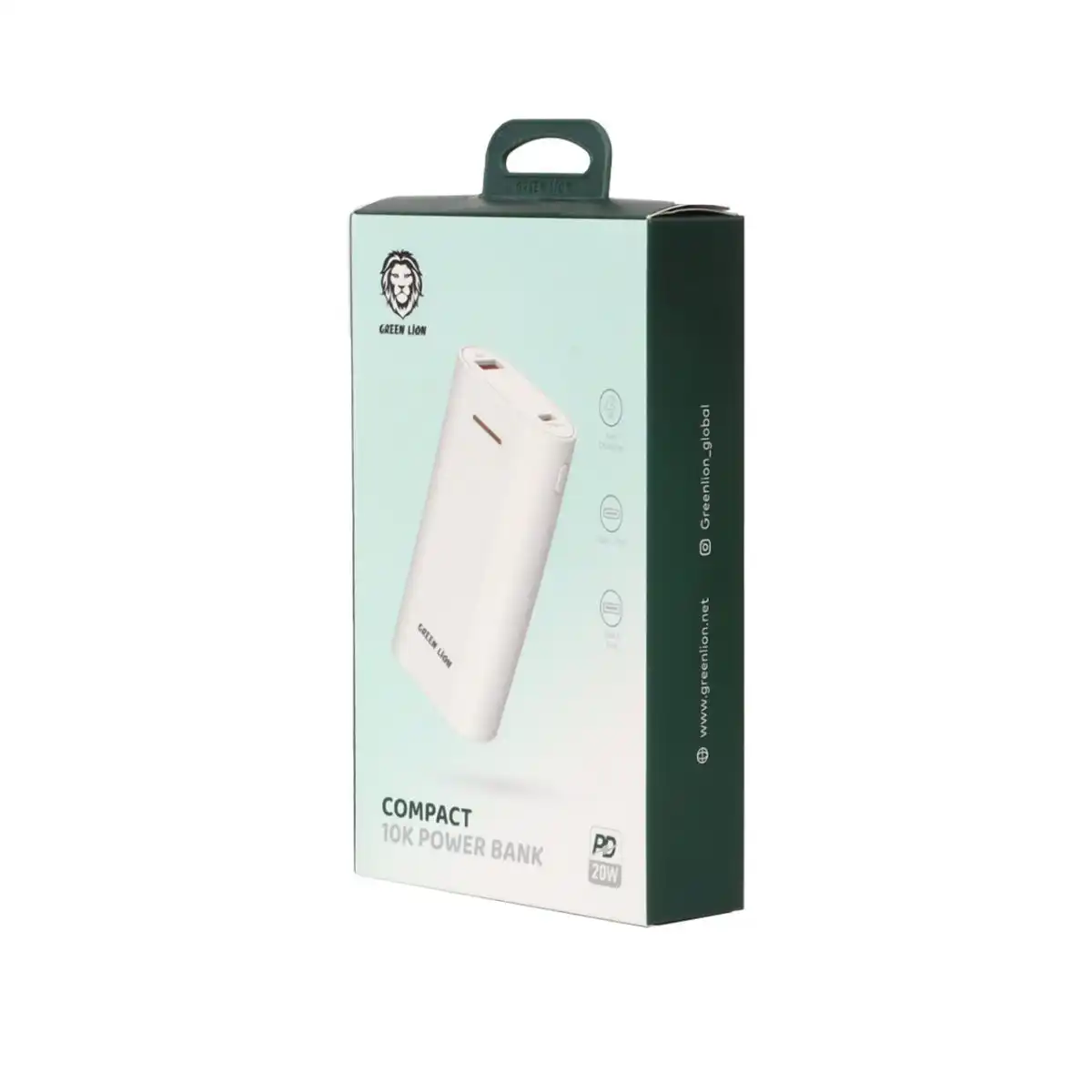 پاوربانک (PD و فست شارژ) Green Lion 20W 10000mAh مدل GNCOM10KPBWH - سفید - (گارانتی 18ماهه شرکتی)