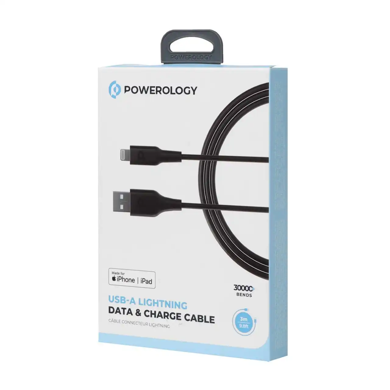 کابل شارژ فست 3 متری آیفون Powerology مدل P3BLBK - مشکی (گارانتی 24 ماهه مگابایت)
