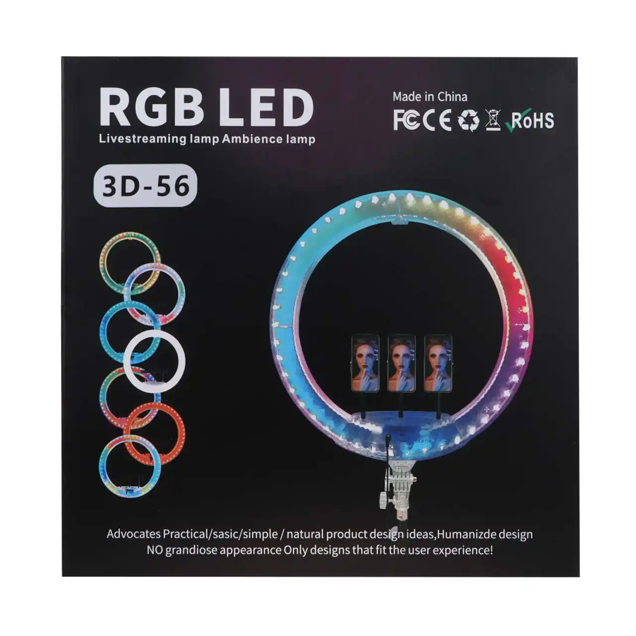 رینگ لایت RGB مدل 3D-56 (بدون پایه) - (گارانتی یکماهه مگابایت)