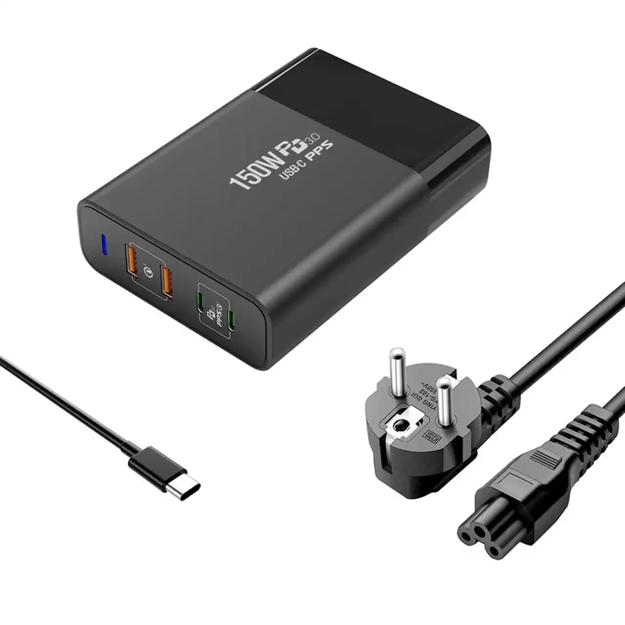 شارژر رومیزی PD و فست سه پورت تسکو مدل TTC 69 150W همراه با کابل شارژ - مشکی