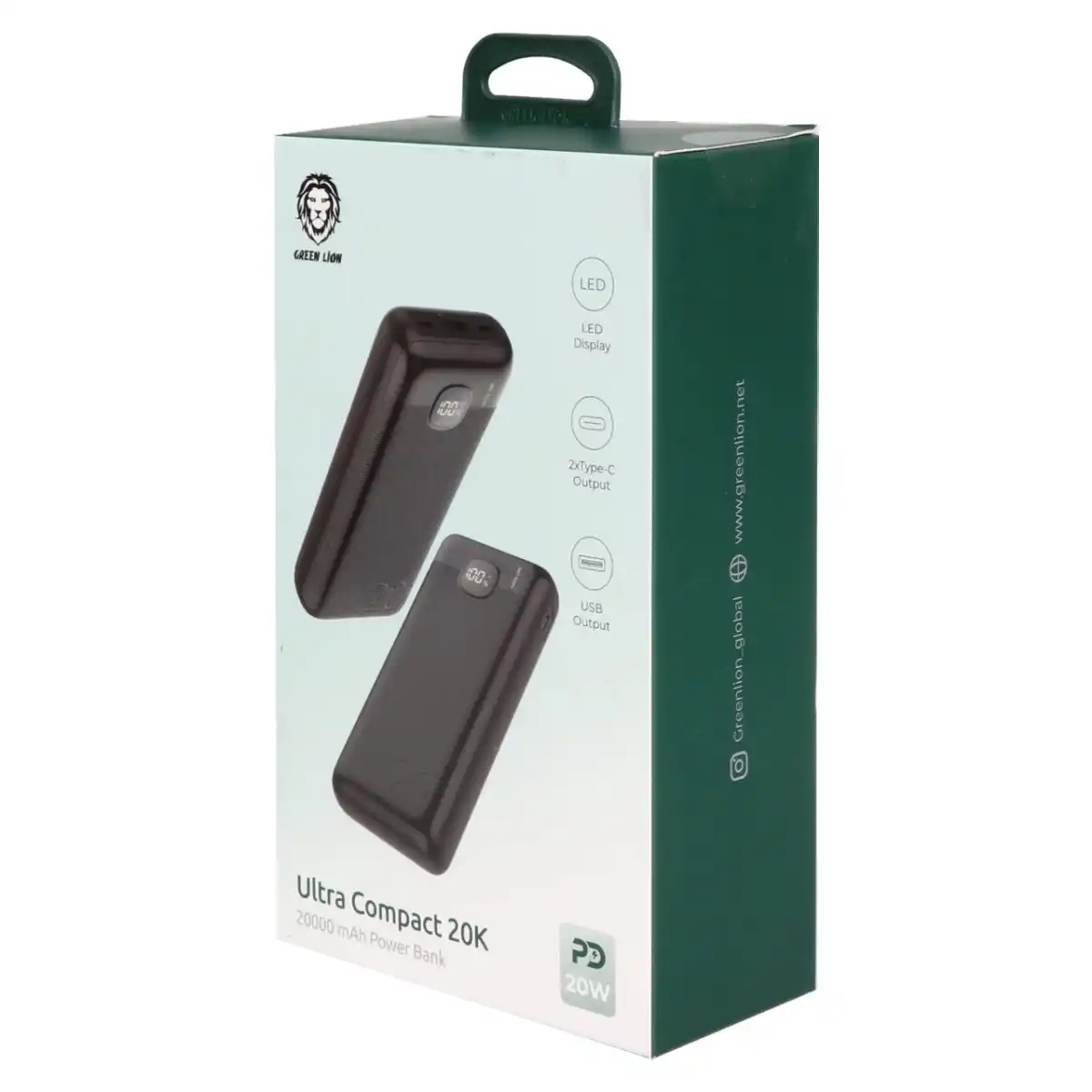 پاوربانک (PD و فست شارژ) Green Lion 20W 20000mAh مدل GNUCMPPBK20BK - مشکی (گارانتی 18 ماهه شرکتی)