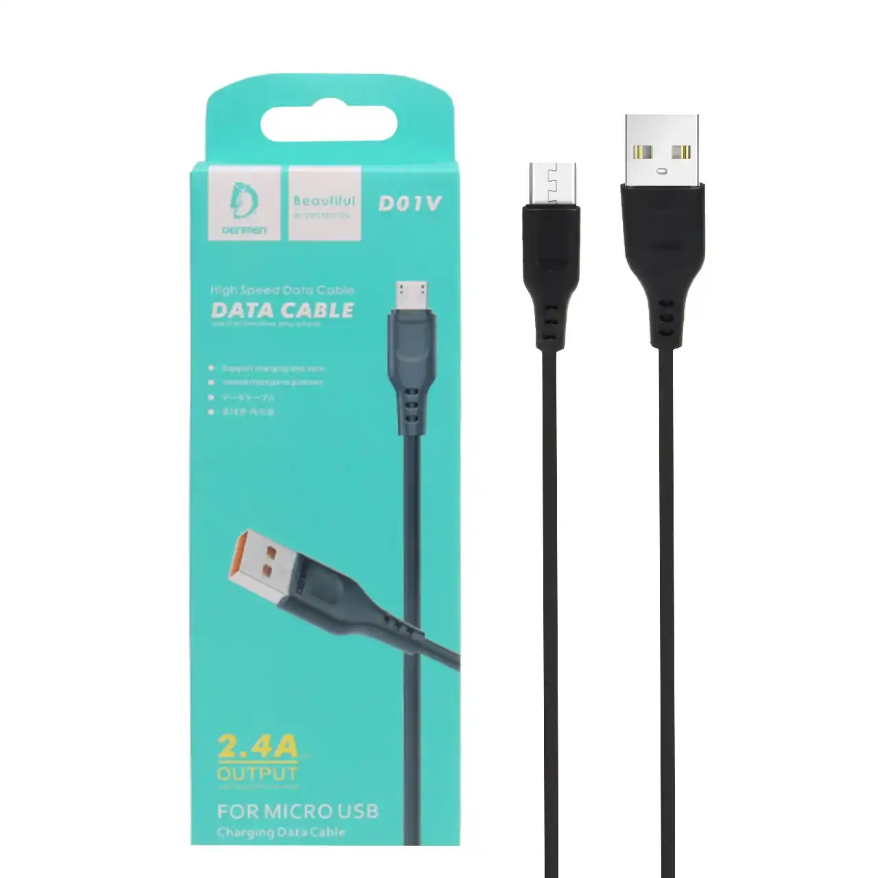 کابل شارژ فست اندروید DENMEN مدل D01V - مشکی (گارانتی دو ساله مگابایت)