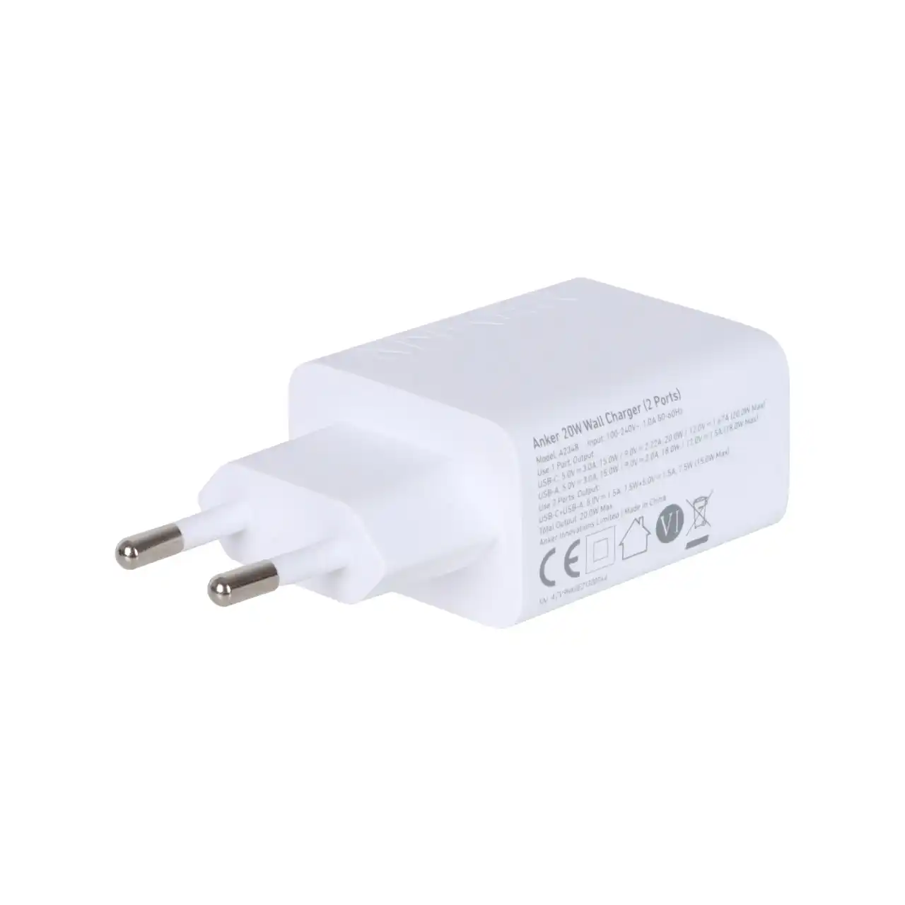 شارژر دیواری ANKER مدل B2348 با توان PD 20W و تکنولوژی IQ3 به همراه کابل شارژ TYPE-C - سفید (گارانتی 18ماهه حافظه طلایی ایستا)