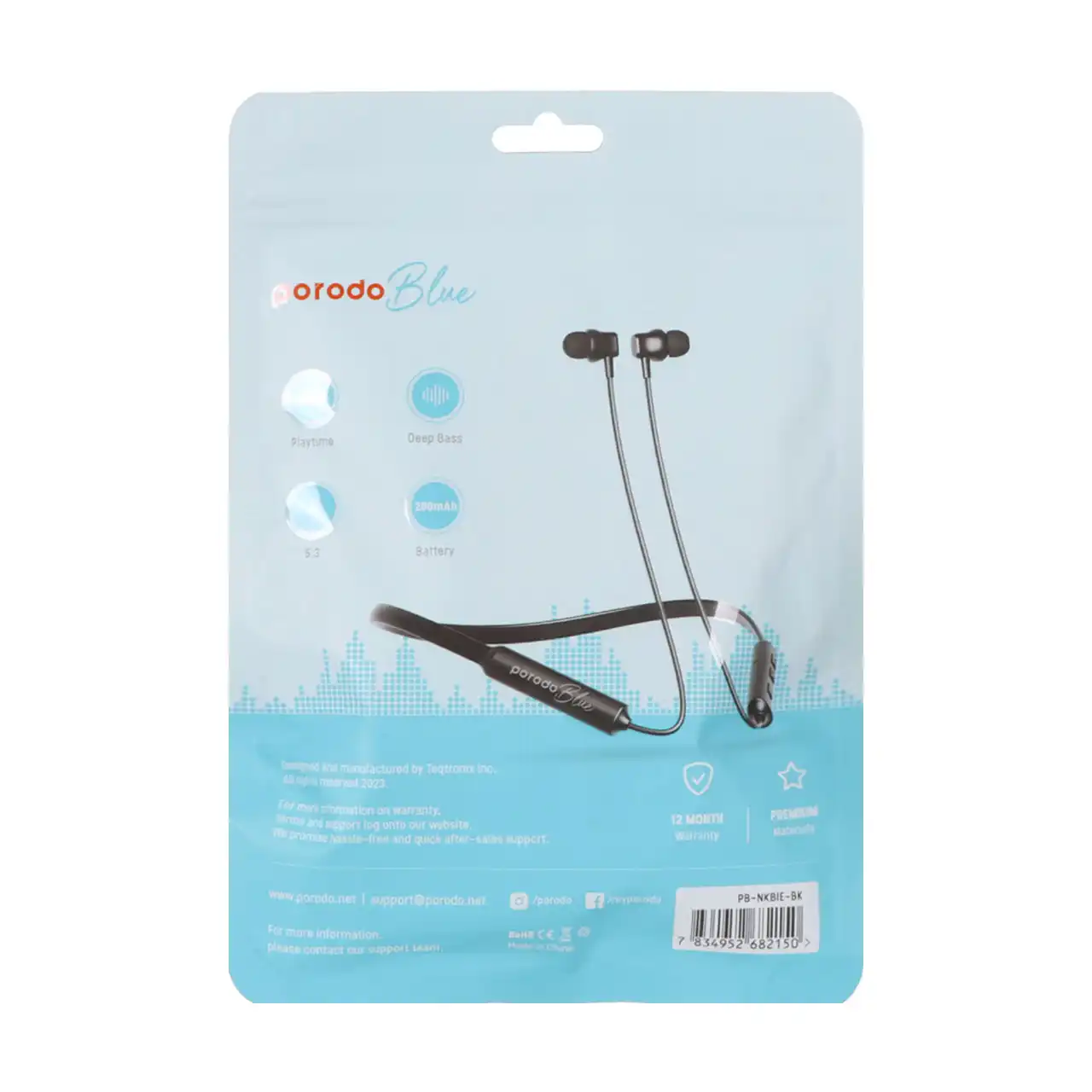 هندزفری گردنی باسیم Porodo مدل PB-NKBIE-BK - مشکی (گارانتی 24 ماهه مگابایت)