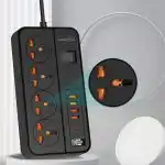 چند راهی برق Porodo مدل PB-FWCH034-BK - مشکی (گارانتی 24 ماهه مگابایت)