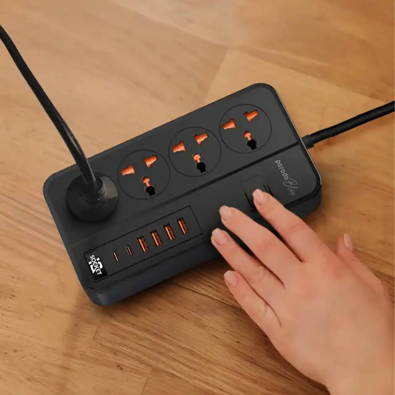 چند راهی برق Porodo مدل PB-FWCH034-BK - مشکی (گارانتی 24 ماهه مگابایت)