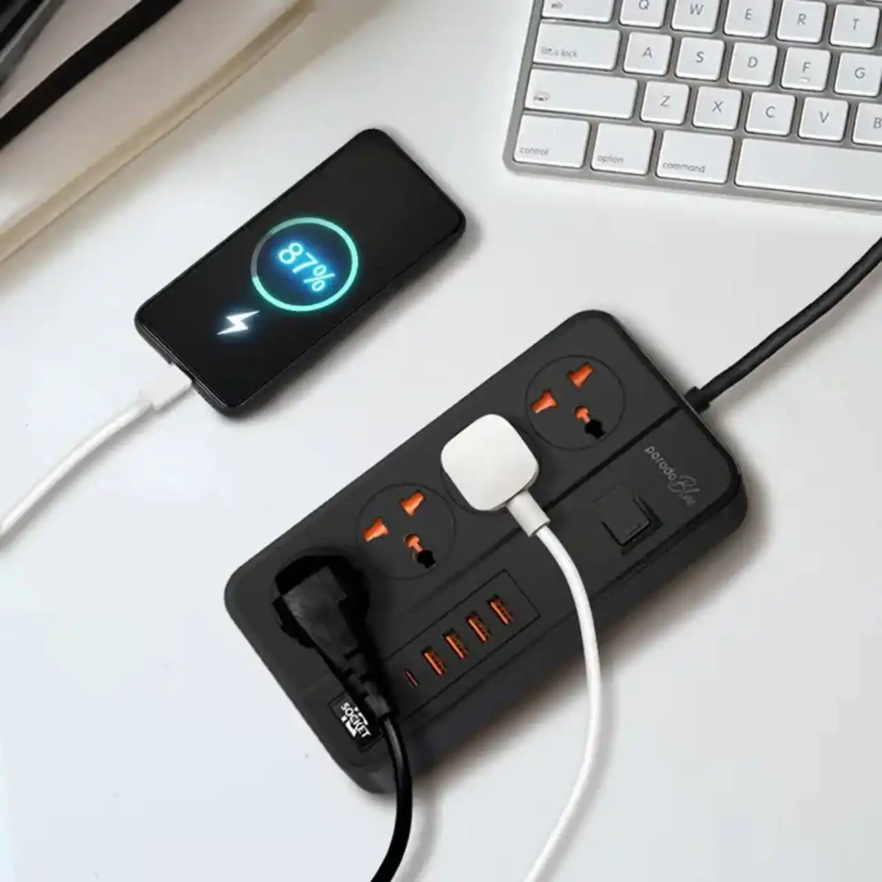 چند راهی برق Porodo مدل PB-FWCH034-BK - مشکی (گارانتی 24 ماهه مگابایت)